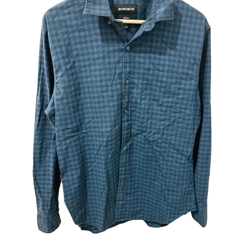 Bonobos Men's Casual Navy Plaid Shirt
